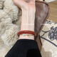 Erli Natural Brazilian Red Agate Bracelet Women's Jade Bracelet Red Chalcedony Animal Year Dragon Year Transport Peace New Chinese Style Jewelry Red Agate Bracelet + Broken Silver Bracelet + Fu Lu Shou Bracelet