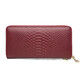 Crocodile shirt first layer cowhide long wallet snake pattern clutch bag women's fashion simple mobile phone bag T1983 wine red