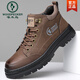 Woodpecker men's shoes 2025 autumn new leather Martin boots men's high top thick sole outdoor sports casual shoes business work shoes new 8065 gray 38