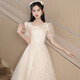 Libaixin champagne couleur robe de soirée pour les femmes 2025 Nouveau niche de luxe léger de gamme haut de gamme en robe de gabarie de gabarit de graduation Couleur de champagne L suggèrent 100-110jin [Jin est égal à 0,5 kg]