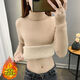 GTYUWVG加绒加厚打底衫女士秋春内搭年新款洋气保暖高领针织毛衣女 卡其色1098#一体(绒) S
