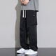 Dingfengbaoluo ice silk quick-drying casual pants for men's American workwear trendy versatile straight-leg high-length trousers K515 black XL