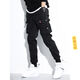 Chaoxiden casual pants men's trendy Korean style work pants men's summer hip-hop men's high elastic ins tying pants 9 points summer ultra-thin black GX9738 S