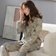 Quguo (Quguo) Frühlings- und Herbst-Frauen-Pyjama Cardigan Long Sleeve Pure Cotton Frühlings- und Herbst-Frauen-Herbst-Frauen-Kleidung für Frauen, 9215 Lilac Brown 2xl [Empfohlen 140-160jin [Jin Equalle 0,5 kg]]