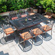 Fapolite Outdoor Tisch und Stuhl Balkon im Freien Aluminium Legierung Freizeit Innenhof und Stuhl Kombination Garten Eisen Guss Aluminium Villa Möbel 4 Stühle + 100 cm Orchideen schnitzen runden Tisch