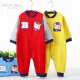 Huahuababy spring, autumn and winter cute little bear baby plus velvet thickened crawling suit spring boy baby jumpsuit large size warm pajamas red 90cm