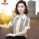Piercadan short-sleeved vertical striped shirt for women 2025 summer new Korean style versatile temperament shirt fashionable shirt top HGH6198 black short-sleeved 2XL [Suggested 125-135Jin [Jin equals 0.5 kg]]
