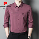 Pierre cardin men's pink shirt long sleeve spring and autumn groom wedding dress happy father-in-law knitted 6627 red L 170[110-125Jin[Jin equals 0.5 kg]]