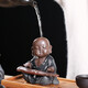 Jiuzao Creative Purple Clay Tea Pet Little Monk Ornament Boutique Can Foster Zen Little Novices Tea Ceremony Tea Play Tea Art Tea Room Desktop Decoration Black Gold Sand - Tea Drinking Little Monk/CYY