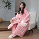 Jiaqi Koralle Velvet-Pyjamas für Frauen im Herbst und Winter, verdickte und plüschige dreischichtige Baumwolljacke Flanell Long niedlicher Nachthemdanzug 1349 M Code 160 Empfohlenes Gewicht 80-100 Jin [Jin gleich 0,5 kg]