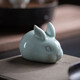 Tinghuai Kiln Ru Kiln Cute Rabbit Ceramic Tea Pet Ornaments Desktop Ornaments Ru Kiln Open Slices Can Raise Kung Fu Tea Ceremony Accessories Egg Green Lucky Cute Rabbit