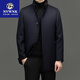 NVWNK brand stand-up collar sheep woolen coat men's winter thickened down lining high-end wool coat mid-length trendy navy blue size 170 recommended 100Jin Jin is equal to 0.5kg -125Jin Jin is equal to 0.5kg