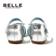 Belle Children's Shoes Children's Crystal Shoes Summer New Girls Princess Sandals Fashion Single Shoes Baotou Rhinestone Leather Shoes Star Diamond Silver 35 Foot Length 21.7-22.2cm
