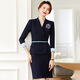 Luo Meng Professional Suit Formal Wear Women's Sales Department Work Clothes Interview Suit Hotel Front Desk Workwear Stewardess Uniform Summer Blue Collar Long Sleeve Navy Suit + Pants L