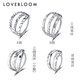 Blooming Love Platinum Earrings for Women PT950 Platinum Earrings Women's Earrings Circle Platinum Earrings Birthday Gift Platinum Three-Line Earrings Approximately 1.47g (Type A)