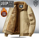 JEEP SPIRIT吉普精神棉衣男士冬季夹克棉服羊羔绒工装男毛领保暖加厚男装 9227军绿 M 建议100-120斤