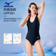 美津浓（MIZUNO）泳衣女士速干抗氯连体三角泳装性感美背显瘦温泉游泳衣A1349黑XL