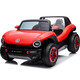 Join hands with Volkswagen Beetle electric children's car, four-wheeled baby with remote control, double toy car for children, can take adults with lithium battery, Supreme Red + soft wheels + large lithium battery, 6 hours of battery life