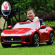 Cool Sun Maserati children's electric car four-wheel four-wheel drive remote control can sit for people, baby and children sway toys early education car paint red: soft tire + four-wheel drive leather seat + remote control sway Bluetooth + portable pull rod