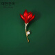 Coriander red rose brooch for women, light luxury, temperament corsage, suit sweater pin, trendy holiday gift, red lily 004 A11-202