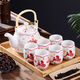 Guai Japanese style teapot tea set Jingdezhen ceramic complete set teapot teacup 6 pieces for home use Chinese classical Chinese knot (not including tray) 7 pieces