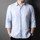 Hengyuanxiang 100% reines Leinenhemd für Männer Frühling und Herbst Dünne Dreiviertel-Hemd chinesische Hemd für Männer Casual Inch Jacke für Männer bleichend 2xl
