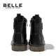 Belle Kinderschuhe Kinder Fleece Martin Stiefel Mädchen Short Stiefel Baby Lederstiefel Schwarze Prinzessin Single Boots Herbst neue Stiefel Vanille-Reis-Eingang de3891 30