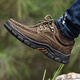 Xingxian Lu-Männerschuhe weiche und komfortable handgefertigte Freizeitschuhe Hartschuhe-resistente atmungsaktive Kuhlädenschuhe Herren Wanderschuhe im Freien im Freien 6198 Khaki 44