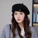Woodpecker wool knitted beret women's autumn and winter Japanese style simple cloud painter hat big head circumference showing face small woolen hat E-423CH khaki mohair knitted beret 55-58CM