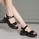 
Huilijun Songcake Sole Genuine Leather Sole Sandals for Women 2024 Summer New Wedge Thick Sole Sports Sandals Black Upgraded Edition 37
