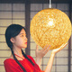 Yilin hand-woven hemp ball chandelier Japanese-style rattan Chinese-style Hunan restaurant shop commercial rattan art ball lamp house Ji Feng root carving hemp natural color 30x30x30cm 24W