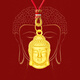 Buddha head pendant in the middle, solid silver necklace for men and women, gold-wrapped silver Tathagata Buddha statue, eternal peace for couples, small Buddha head pendant (red rope necklace), gold about 0.3g