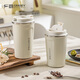 Guangyi coffee cup, high-looking stainless steel thermal insulation tumbler with lid, men's car portable water cup, large white GY7976
