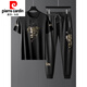 Pierre Cardin Ice Silk Anzug Männer kurzärmelige Mode Casual Sports Fashion Match hübsche Laufkleidung Sommer Neues Produkt gestrickt 5012 Set Weiß M.