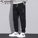 Woodpecker (TUCANO) casual pants for men in spring and summer loose trousers for men Korean style fashion workwear youth small feet trousers black XL