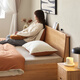 Lit d'origine en bois massif massif moderne simple petite chambre appartement double en chêne haut en chêne lit de rangement L701f [couleur en bois de chêne] 1,8 m + table de chevet * 1 boîte de lit