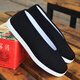 Old Beijing cloth shoes for men, breathable, middle-aged and elderly, round mouth, slip-on shoes, ethnic style cloth sole dad shoes, black cloth, round mouth, 42 (260mm) A42