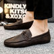 She Mengduo men's beans shoes Korean versatile business casual leather shoes breathable non-slip men's shoes 2022 summer one-foot single shoes d826 black 39