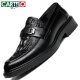 Cartelo Men's Business Casual Shoes de cuero con un pie transpirable Softhide Crocodile Patrón de cocodrilo Zapatos de cuero Hombres 9896 Negro 38