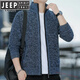 JEEP SPIRITJeep吉普开衫毛衣男士冬季潮流宽松加厚立领纯色百搭针织衫外套男 8801中灰 M 【90-110斤】