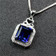 VAN OCEAN ANNORA Rectangular Tanzanite Sapphire Pendant Necklace Pendant Women's Royal Blue Tanzanite Pendant Set with Diamonds White Gold (Main Stone 10X12mm) No Chain
