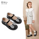 Tyrannis girls' leather shoes spring new children's black leather shoes performance etiquette black leather shoes campus style mirror black 31 inner length 20.5cm