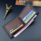 Shuguoer (SHU GUO ER) new men's wallet for men short style contrast thin frosted wallet for men large capacity zipper horizontal soft leather black