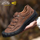 Zapatos de cuero dinámico de camello zapatos de senderismo genuino de cuero genuino no deslizamiento de otoño e invierno al aire libre zapatos de ancianos con la punta de los pies cómodos zapatos de trabajo casuales marrón (capa superior de vaca) 9888 38 zapatos de cuero estándar tamaño