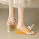 
ZHR head layer cowhide sandals for women thick sole wedge shoes for vacation cross straps for women S169 beige 36