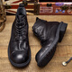 Lingbu Big Head Martin Boots Männer echte Leder Retro Männer Boots Männer Lederschuhe High Top Trendy Short Stiefel Japanische Patch Arbeiten Männer schwarz 41