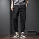 CHARLUOEL casual pants men's 2025 spring and autumn trendy brand loose pants men's work clothes harem pants nine-point men's pants tying feet trousers 998 black XL