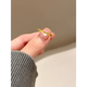 Hengchengxiang HOECENXAR gold pigment circle crushed ice fish scale dragon scale ring for women plated 18 gold super flash simple fashion thin circle middle finger ring dragon scale ring beauty number 7 closed mouth