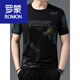 ROMON men's short-sleeved summer new loose ice silk tiger head casual print men's half-sleeved T-shirt men's trendy pure white 733. Letter tiger head 165/ M suggests 95-120Jin [Jin equals 0.5 kg]