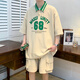 BAILEDI summer short-sleeved T-shirt fat boy 12-15 years old junior high school students handsome POLO shirt 14 children's sports suit 6626 haze blue (short-sleeved + shorts) 160 M (recommended weight 80-110 Jin [Jin equals 0.5 kg])